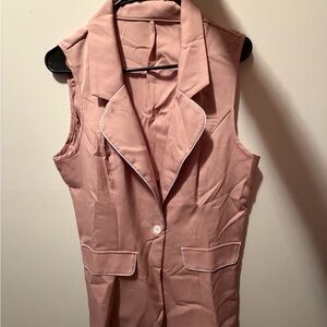Sleeveless Pink Blazer Vest